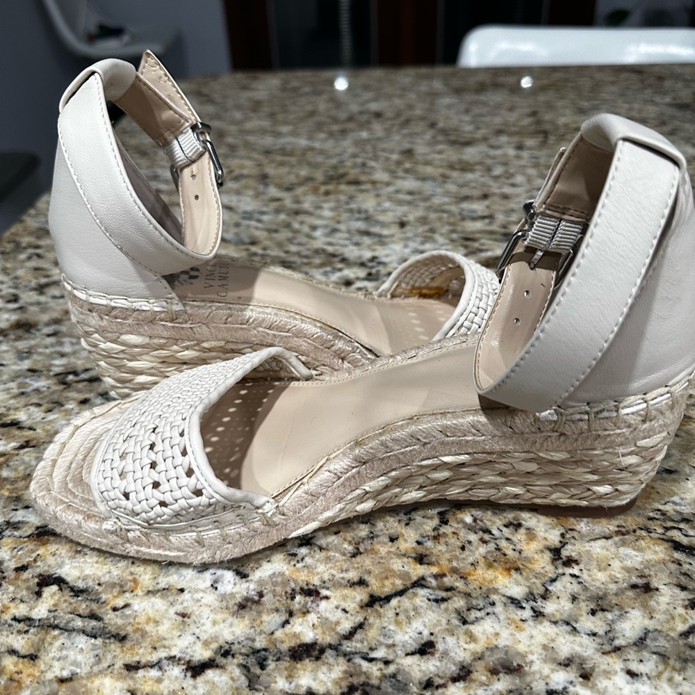 Vince Camuto Elegant Cream Wedge Sandals